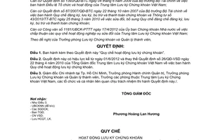 Quyết định 38/QĐ-VSD năm 2012 Quy chế hoạt động lưu ký chứng khoán