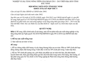 Nghị quyết 48/2012/NQ-HĐND17 sửa đổi Quy định phát triển sản xuất nông nghiệp nông thôn Bắc Ninh