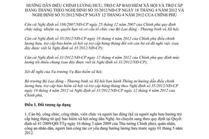 Thông tư 09/2012/TT-BLĐTBXH điều chỉnh lương hưu trợ cấp bảo hiểm xã hội