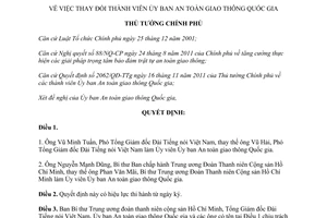 Quyết định 496/QĐ-TTg thay đổi thành viên Ủy ban An toàn giao thông Quốc gia