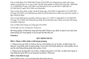 Thông tư 18/2012/TT-BNNPTNT  quản lý sản xuất, kinh doanh giống cây công nghiệp