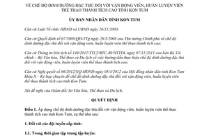 Quyết định 19/2012/QĐ-UBND chế độ dinh dưỡng đặc thù đối với vận động viên