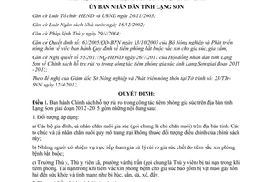 Quyết định 10/2012/QĐ-UBND chính sách hỗ trợ rủi ro trong công tác tiêm phòng