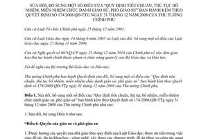 Quyết định 20/2012/QĐ-TTg sửa đổi bổ sung một số điều của Quy định tiêu chuẩn