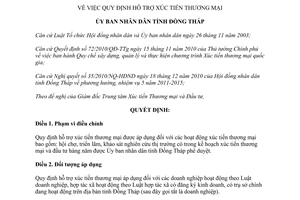 Quyết định 12/2012/QĐ-UBND hỗ trợ xúc tiến thương mại Đồng Tháp