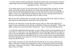 Chỉ thị 12/CT-TTg tăng cường chăm sóc người có công cách mạng