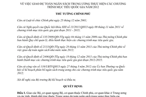 Quyết định 512/QĐ-TTg năm 2012 giao dự toán ngân sách trung ương
