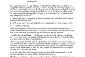 Công văn 2554/BGDĐT-CTHSSV Tuần lễ quốc gia Nước sạch và Vệ sinh môi trường