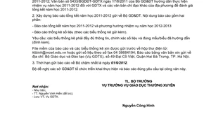 Công văn 2579/BGDĐT-GDTX hướng dẫn tổng kết năm học 2011 -2012