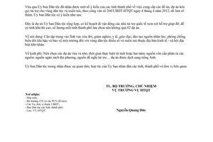 Công văn 342/UBDT-HTQT phối hợp cung cấp đề án, dự án kêu gọi tài trợ cho vùng d