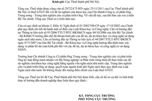 Công văn 1525/TCT-CS  thuế giá trị gia tăng đề tài nghiên cứu khoa học