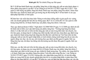 Công văn 2730/BYT-TB-CT thực hiện Thông tư 44/2011/TT-BYT