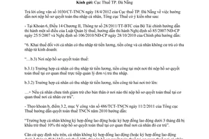 Công văn 1534/TCT-TNCN hướng dẫn nơi nộp hồ sơ quyết toán thuế thu nhập cá nhân