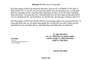 Cong văn 2188/BNN-KHCN báo cáo hoạt động nghiên cứu, ứng dụng khoa học