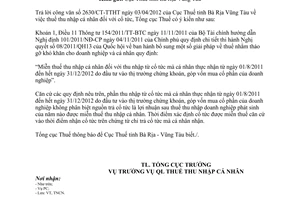 Công văn 1566/TCT-TNCN miễn giảm thuế thu nhập cá nhân