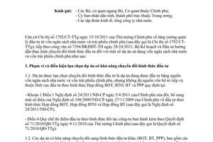 Công văn 3263/BKHĐT-PC chuyển đổi hình thức đầu tư dự án sử dụng vốn ngân sách