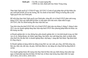 Công văn 6326/BTC-TCT tạm thời chưa thu số thuế giá trị gia tăng phải nộp