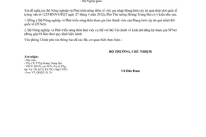 công văn số 3301/VPCP-QHQT gia nhập Mạng lưới cây ăn quả nhiệt đới quốc tế