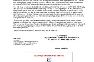 Công văn 70/TANDTC-TĐKT sửa đổi Mẫu báo cáo thành tích khen thưởng