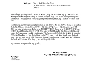 Công văn 6719/BTC-HTQT mức thuế suất nhập khẩu xe cứu thương