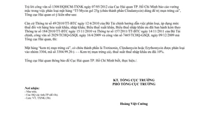 Công văn 2439/TCHQ-TXNK phân loại mặt hàng Kem trị mụn trứng cá