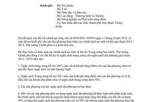 Công văn 677/TTg-KTTH ngân sách Trung ương hỗ trợ kinh phí cho địa phương