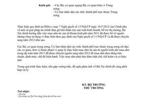 Công văn 6932/BTC-QLCS hướng dẫn mua sắm tài sản từ nguồn ngân sách Nhà nước