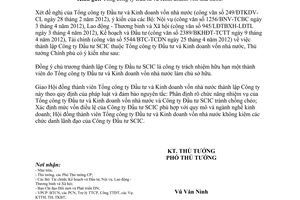 Công văn 680/TTg-ĐMDN thành lập Công ty Đầu tư SCIC