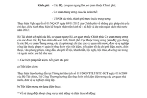 Công văn 6890/BTC-HCSN thực hiện tiết kiệm, giảm tối đa chi phí điện, điện thoại