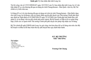 Công văn 6939/BTC-QLN tiếp nhận lô hàng 05 xe cứu thương đã qua sử dụng