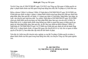 Công văn 4042/BTP-PLHSHC vướng mắc liên quan đến xử lý vi phạm hành chính của Hả