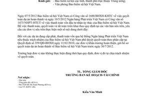 Công văn 1928/BHXH-KHTC quyết toán vốn đầu tư dự án hoàn thành