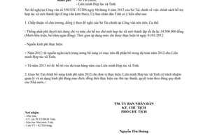 Công văn 311/UBND-KTTH 2014 mức chi kinh phí hỗ trợ hợp tác xã mới thành lập Đồng Tháp