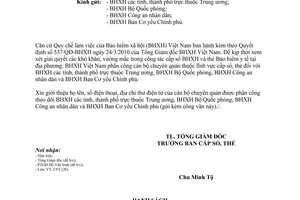 Công văn 1983/BHXH-CST thông báo cán bộ chuyên quản