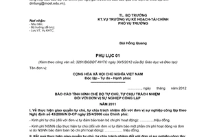 Công văn 3261/BGDĐT-KHTC báo cáo thực hiện Nghị định 43/2006/NĐ-CP