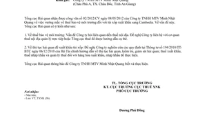 Công văn 2565/TCHQ-TXNK thuế bảo vệ môi trường túi xốp