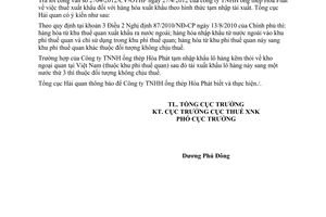 Công văn 2564/TCHQ-TXNK thuế xuất khẩu đối với hàng hóa xuất khẩu