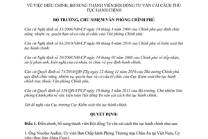 Quyết định 405/QĐ-VPCP năm 2012 điều chỉnh thành viên Hội đồng Tư vấn cải cách t