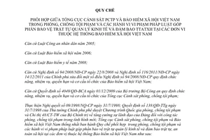 Quy chế 1853/QCPH-TCCSPCTP-BHXHVN phối hợp giữa Tổng cục Cảnh sát phòng