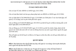 Quyết định 23/2012/QĐ-UBND Quy chế quản lý và sử dụng viện trợ phi chính phủ