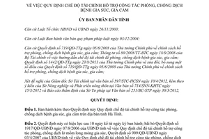 Quyết định 22/2012/QĐ-UBND Quy định chế độ tài chính hỗ trợ công tác phòng chống