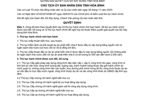 Quyết định 615/QĐ-UBND năm 2012 công bố thủ tục hành chính Sở Xây dựng Hòa Bình