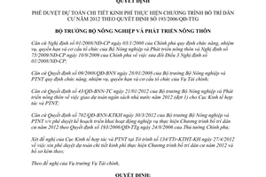 Quyết định 712/QĐ-BNN-TC phê duyệt dự toán chi tiết Chương trình bố trí dân cư