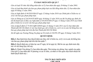 Quyết định 05/2012/QĐ-UBND hệ thống hóa văn bản quy phạm pháp luật quận 7