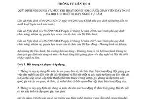 Thông tư liên tịch 79/2012/TTLT-BTC-BLĐTBXH  nội dung và mức chi hoạt động