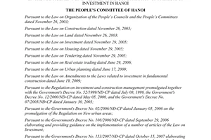 Decision No.09/2012/QĐ-UBND investment and construction of projects of investment in Hanoi