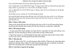 Thông tư 43/2012/TT-BQP chế độ phụ cấp công vụ cho các đối tượng trong các cơ quan đơn vị quân đội