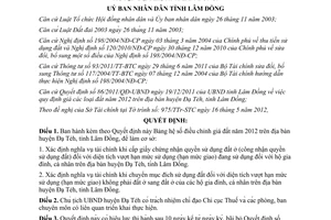 Quyết định 16/2012/QĐ-UBND phê duyệt hệ số điều chỉnh giá đất năm 2012