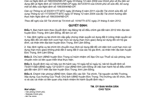 Quyết định số 19/2012/QĐ-UBND bảng hệ số điều chỉnh giá đất năm 2012 Đức Trọng