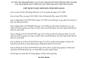 Quyết định 1219/QĐ-UBND năm 2012 khôi phục sản xuất người nuôi tôm bị thiệt hại dịch bệnh Tiền Giang